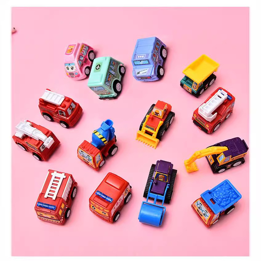 Coche de ingeniería de coches de plástico de dibujos animados mini coche de tráfico coche de juguete para niños regalo de premio de jardín de infantes