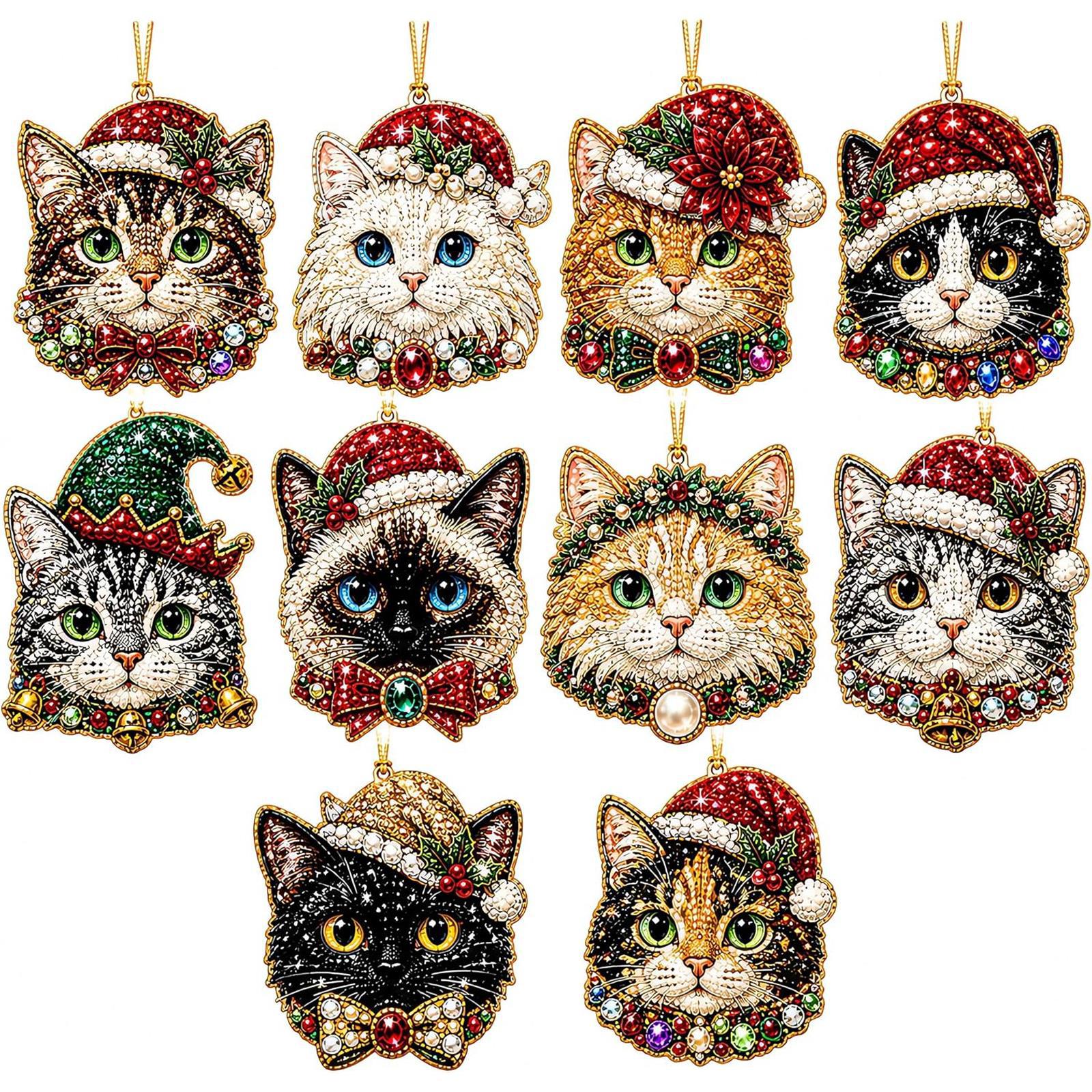 Christmas Cat Faces – Set of 10