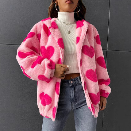 Autumn and Winter New European and American Cross-Border Amazon Aliexpress Popular Women's Plush Hooded Thickened Casual Sweatshirt Jacket