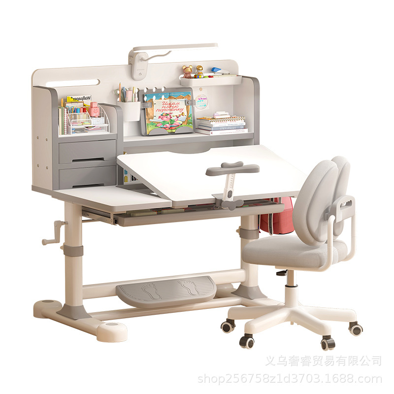 New Children's Study Table, Primary School Student's Home Desk, Writing Homework Desk and Chair Combination Set, Liftable