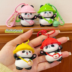 かわいいパンダキーホルダー pvc 旅行フード付きパンダペンダントクリエイティブ小さなギフト漫画スクールバッグアクセサリーミニ