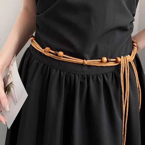 New wax rope braided waist rope for women simple butterfly joint decorative waist rope personalized match for dress for women