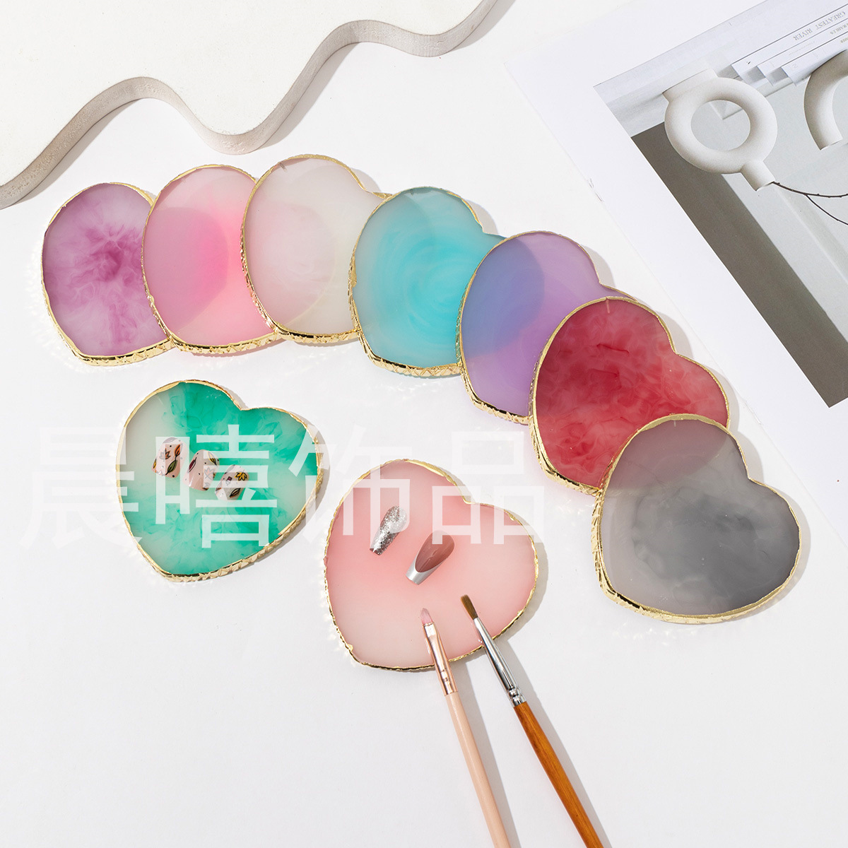 Herramientas de uñas transfronterizas paleta de uñas paleta de resina herramientas de tablero de exhibición de uñas de cristal paleta de uñas