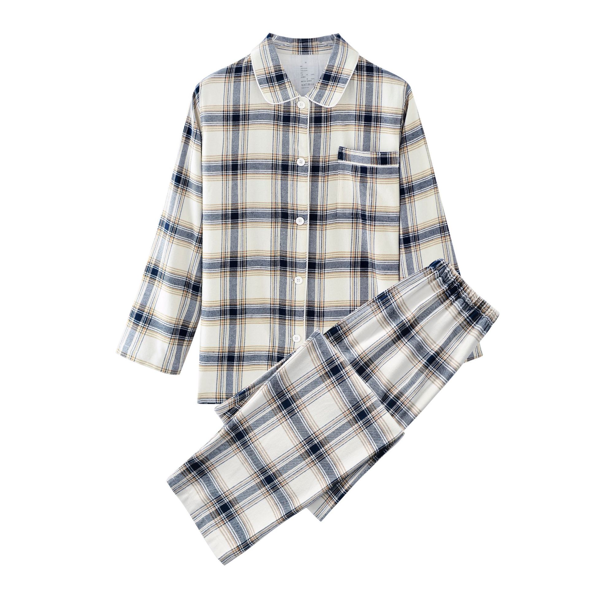 Women's beige line grid/flannel