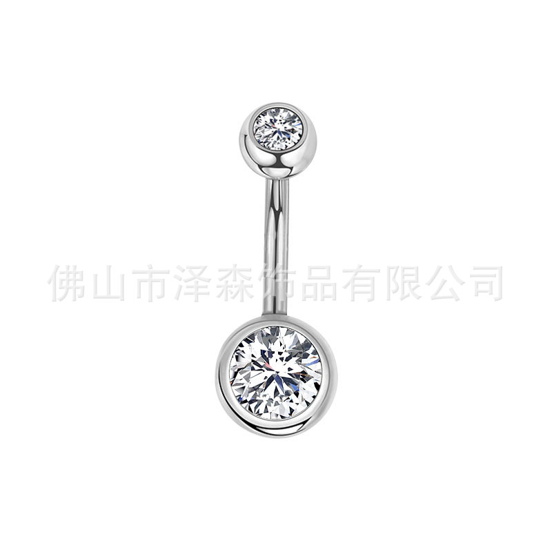 F136 Titanium Alloy 5A Zircon Internal Thread Navel Ring Belly Button Piercing Jewelry Simple Geometric Ball Style Titanium Body Jewelry for Men and Women detail image 5