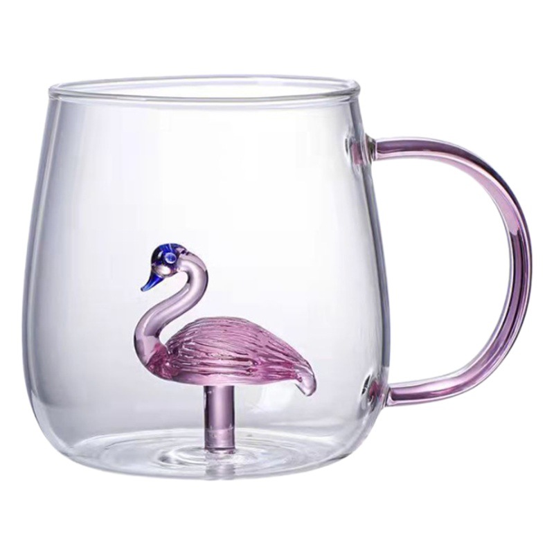 Jugo creativo leche vidrio de dibujos animados de vidrio transparente tridimensional animal y planta forma taza de agua de color de vidrio