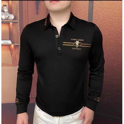 New Autumn Men's High-Quality Long-Sleeve Polo Shirt with Stand Collar, Lightweight Luxury Business Casual Versatile Stylish Minimalist Harajuku Top