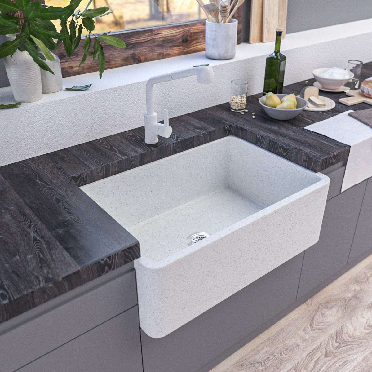 [Cupc Certification] Zhishang Cross-Border Kitchen Sink Large Single-Slot Wash Basin under Counter Wash Basin Quartz Stone Accessible Luxury
