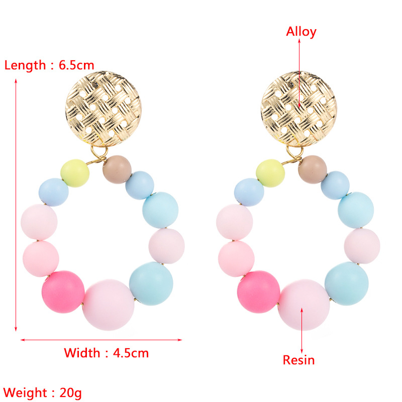 Fashion New Exaggerated Color Round Bead Alloy Earrings display picture 1