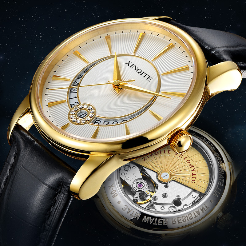 Authentic New and Unique Men's Watch Business Simple Fully Automatic Mechanical Watch Genuine Leather Belt Famous Brand Watch Waterproof Men's Watch