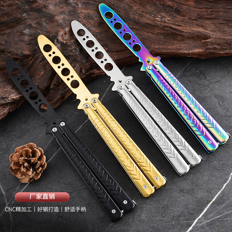 源头厂家批发未开刃蝴蝶刀蝴蝶梳子CSgo训练刀折叠刀户外