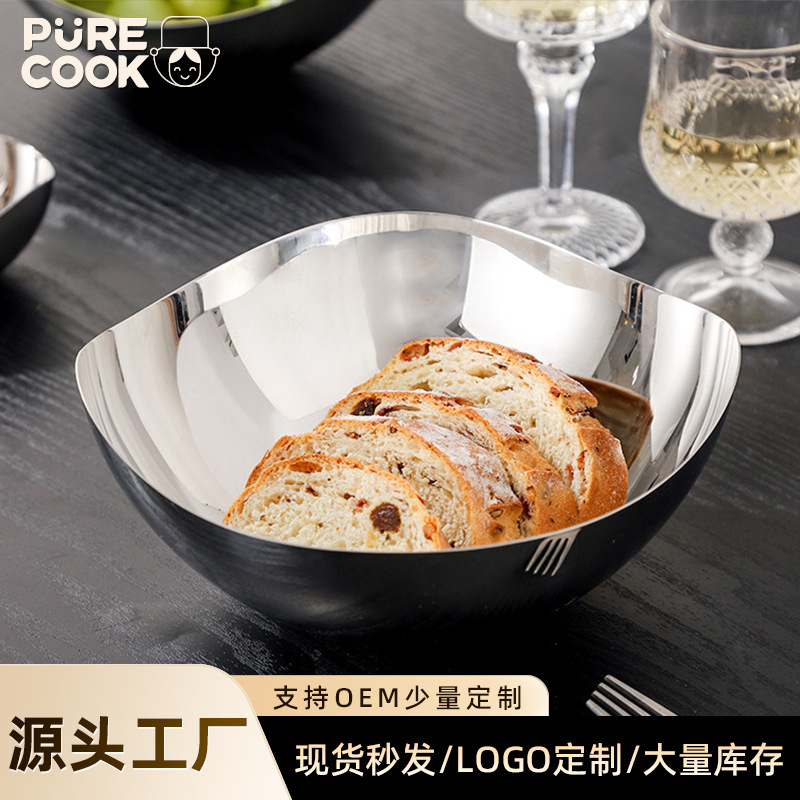 不锈钢异形料理碗创意精抛异形盆高档酒店餐厅前台摆件水果零食盘