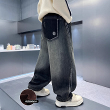 男童加绒牛仔裤秋冬款2025新款儿童裤子一体绒潮男孩加厚长裤潮酷