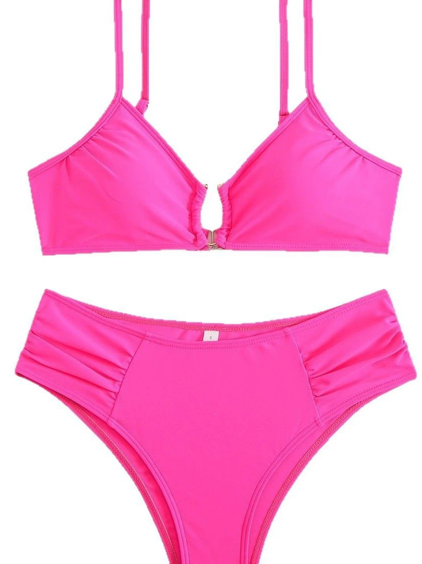 Новый 2025 европейско-американский бикини независимой станции AliExpress принтованный шейный ремень бикини купальник для женщин