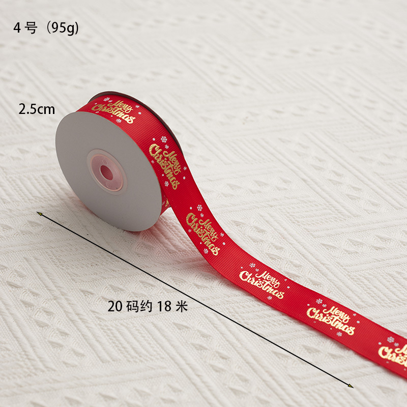 Decoraciones navideñas transfronterizas de madera rojo y verde estampado cinta de tejido de nieve transparente props de diseño de escena DIY arco