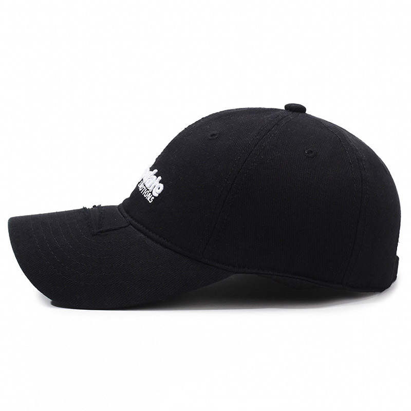 Korean Style Women's Letter Embroidery Wide Soft Top Baseball Cap With Distressed Brim Trendy Unisex Sun Hat_voghion.com