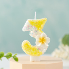 义乌供跨境希音temu创意小黄花数字生日蜡烛蛋糕派对装饰周岁庆生