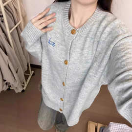 日系甜美毛衣开衫外套女春季2026新款超好看宽松慵懒风针织衫上衣