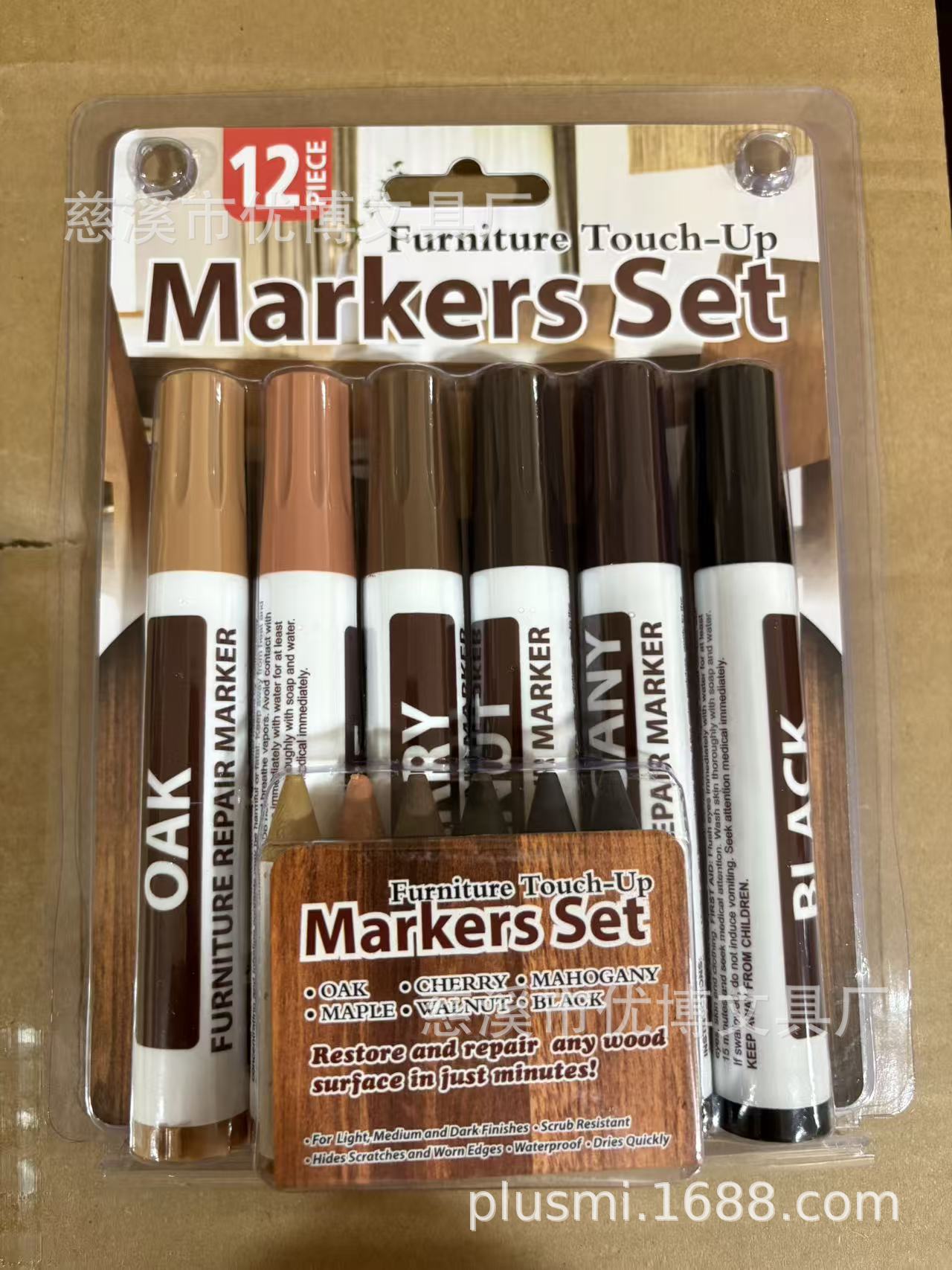 [Promoción de Septiembre en Existencia] Rotulador para Reparación de Pisos, Rotulador para Restauración de Color de Muebles y Puertas de Madera, Crayones, Sacapuntas