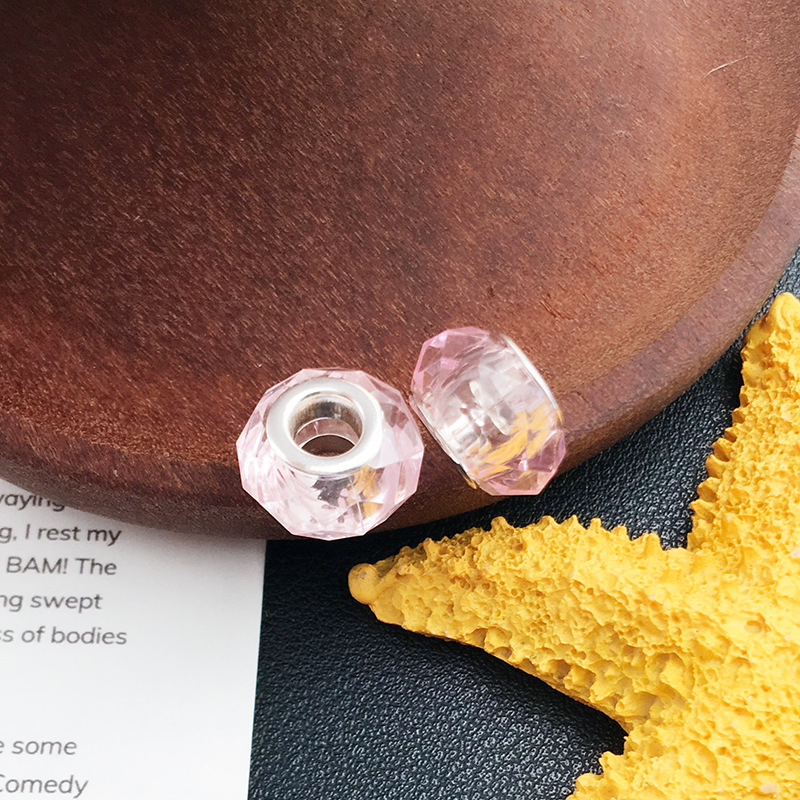 1 Rosa panjia agujero grande cuentas de colores accesorios de joyería redonda hecha a mano pulsera espaciador cuentas 20 estilos disponibles