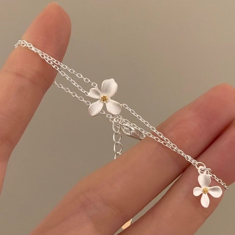 Gardenia Double-Layer Bracelet, Light Luxury, Niche, Exquisite and Good-Looking Student Party Bracelet, High-End Sense for Girls