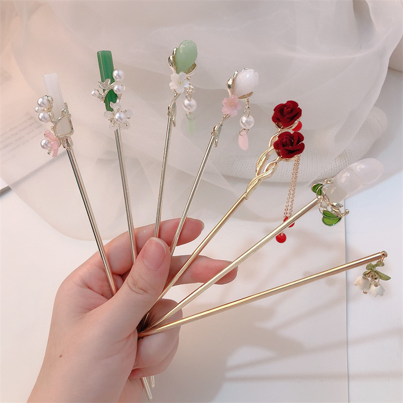 Nueva horquilla de estilo antiguo chino, horquilla de todo fósforo para niña, horquilla de sentido avanzado, horquilla, Hanfu, accesorios para el cabello escalonados de estilo chino