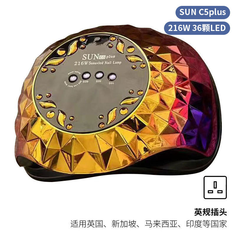 Lámpara de uñas de alta potencia de 256W con mango para principiantes, lámpara de curado de gel para esmalte de uñas, lámpara de fototerapia de secado rápido con colores deslumbrantes para uso transfronterizo.