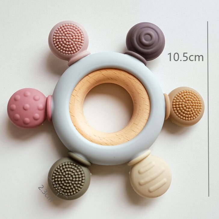Batalla transfronteriza de dientes para bebés, seis dedos de goma de diente, rascar y morder a mano, artículos para madres y bebés de grado alimenticio