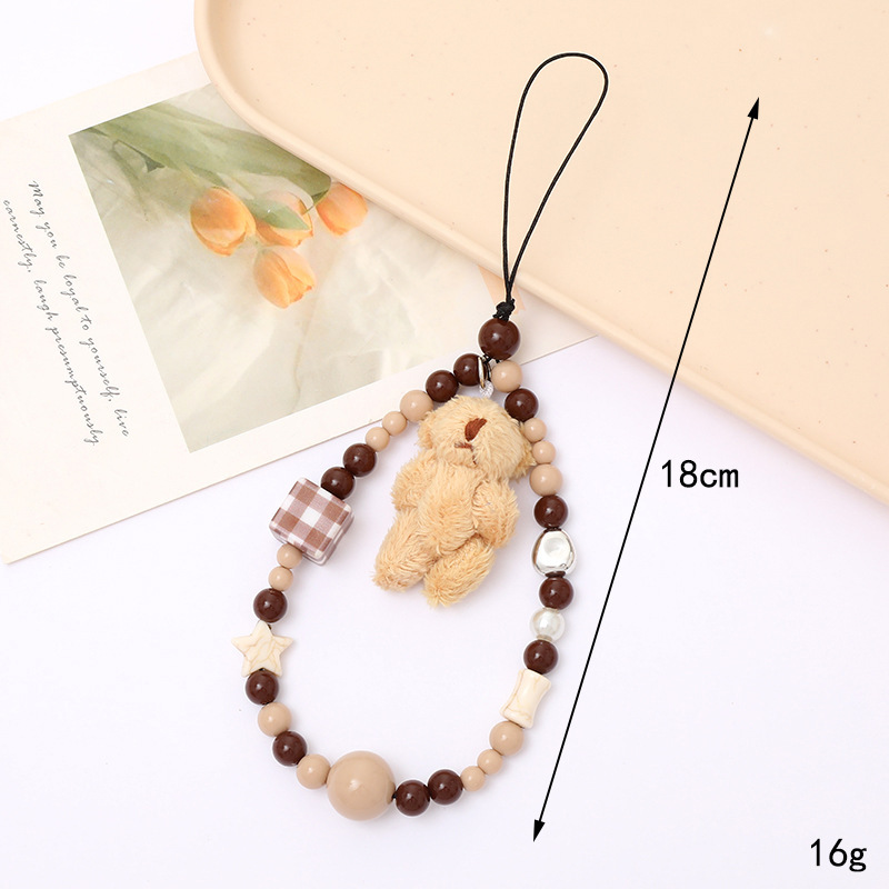 Nuevo color caramelo Oso de dibujos animados Cadena de teléfono móvil DIY caja del teléfono cordón cuadrado