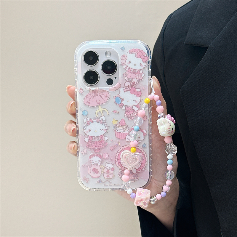 少女粉蕾丝帽Kitty链条适用iPhone17苹果16ProMax/15手机壳14新款|undefined
