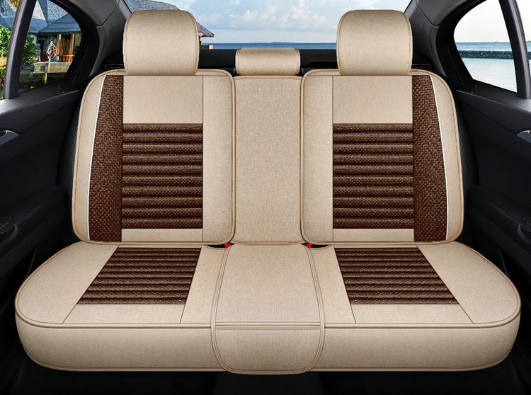 Car Seat Cushion, Universal for All Seasons, New Linen Fabric Seat Cover, Fully Enclosed Special Seat Cushion, Summer Breathable Seat Cover
