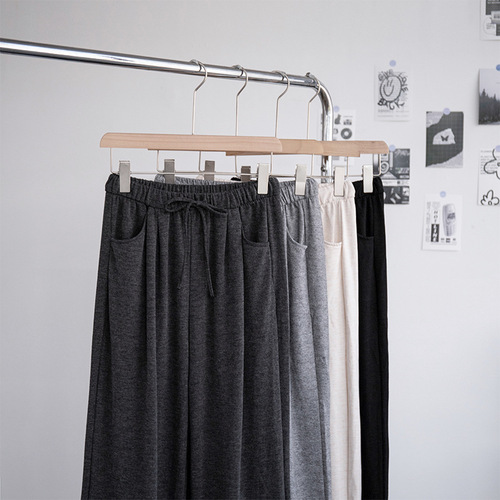 Black Glutinous Rice Pants for Women - Autumn 2025 New Arrival High-Waisted Slimming Droopy Loose Casual Straight Leg Relaxed Style Wide Leg Pants