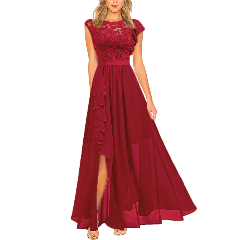 Cross-border Independent Site Party Women's Long Dress, Popular Lace Bridesmaid Evening Gown_ecoleips.com