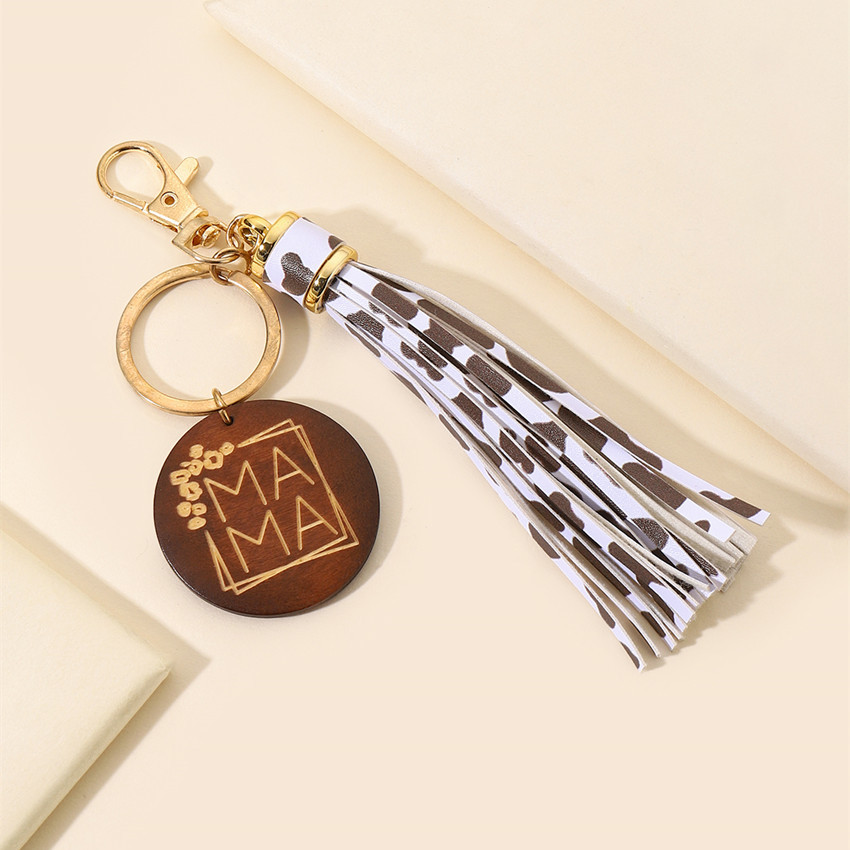 17g Weight Keychain Classification 1 Piece Quantity Casual, Holiday, Daily Occasion Pu Leather Material Mother'S Day Festival Letter, Tassel Pattern Unisex Gender Modern Style Style Modern Style Letter Tassel Pu Leather Mother'S Day Unisex Keychain 32