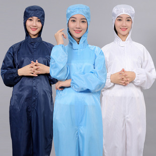 Anti-static One-piece Hooded Work Clothes Big Teeth Zipper Stripe Dust-proof Clean Clothes Dust-free Clothes Dust-proof Clothes Paint-spraying Clothes