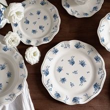 法式玫瑰碎花陶瓷餐具陶瓷盘碗咖啡杯碟甜品盘西餐盘汤盘沙拉盘子