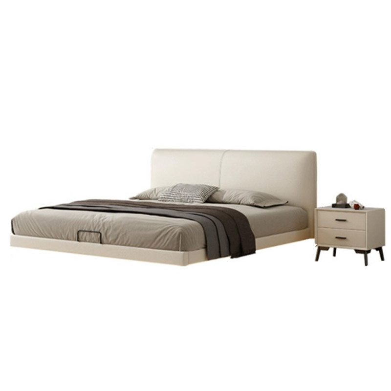 Cama moderna minimalista con cabecero de cuero ultrafino, estilo italiano de lujo ligero, dormitorio principal para apartamento pequeño, cama doble tamaño completo, estilo de lujo ligero. image 7