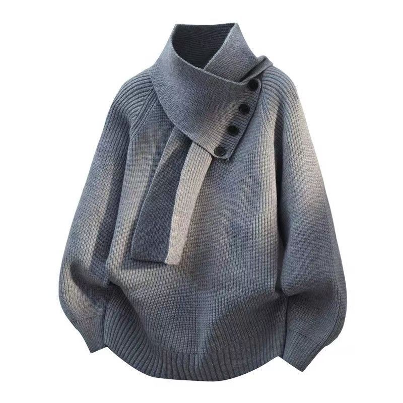 【Yangyang Family】American Retro Scarf Collar Sweater for Men and Women, Trendy Brand, Lazy Style, Couple's Pullover Knitwear for Autumn 【Yangyang Family】American Retro Scarf Collar Sweater for Men and Women, Trendy Brand, Lazy Style, Couple's Pullover Knitwear for Autumn