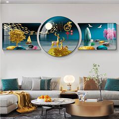 现代简约客厅装饰画沙发背景墙挂画抽象轻奢卧室壁画新中式三联画