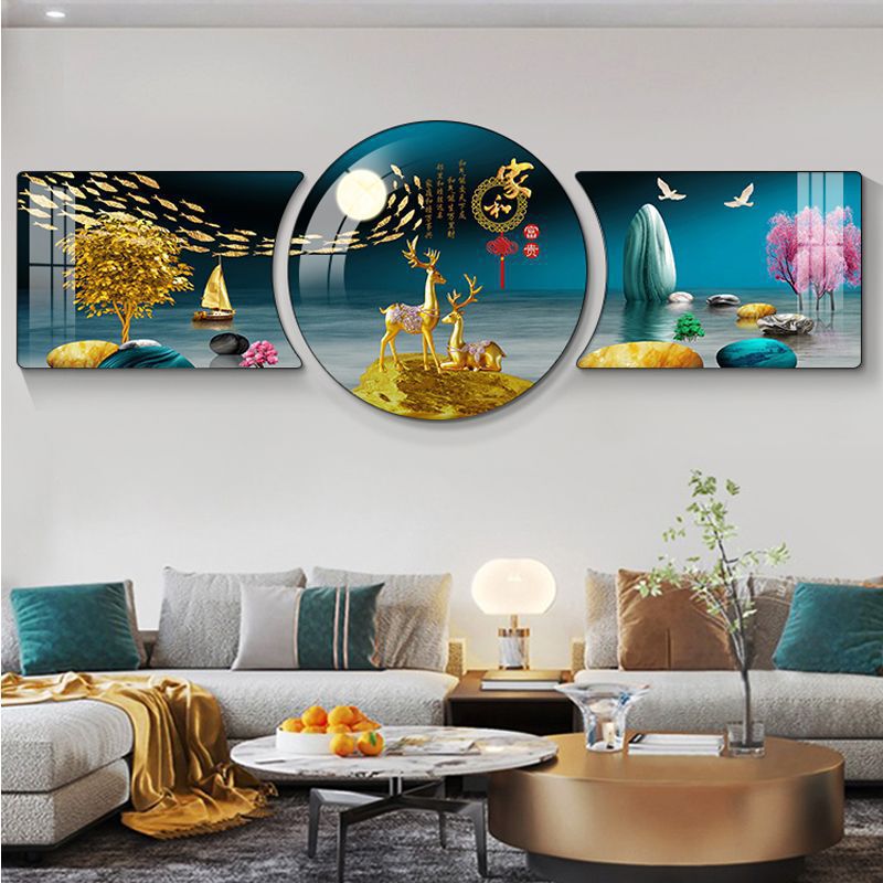 现代简约客厅装饰画沙发背景墙挂画抽象轻奢卧室壁画新中式三联画|undefined
