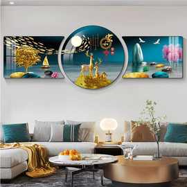 现代简约客厅装饰画沙发背景墙挂画抽象轻奢卧室壁画新中式三联画