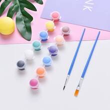 小丙烯颜料条环保幼儿园儿童防水12色套装diy石头画密封小盒装3ml