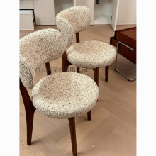 万腾lily椅法式复古奶油风不带扶手餐椅客厅单椅轻奢欧式实木餐椅