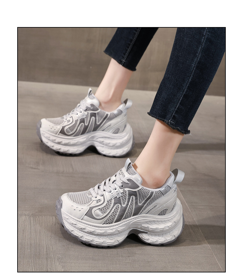 Giày sneaker nữ đế dày tăng chiều cao lưới thoáng khí phong cách thể thao — xanh lam chi tiết 15