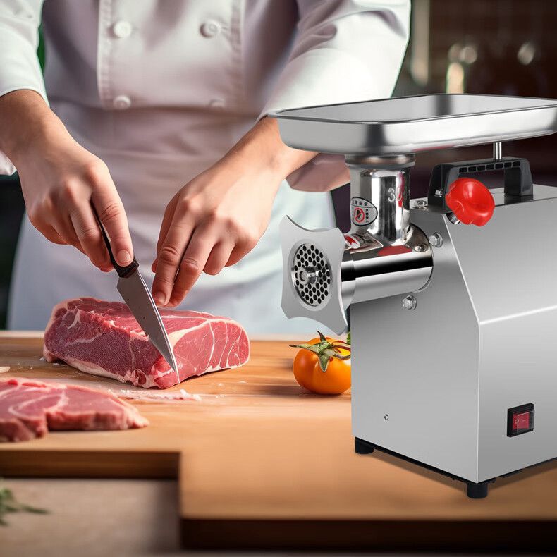 Máquina de molienda de carne de acero inoxidable eléctrica comercial de alta potencia máquina de enema multifuncional automática máquina de molienda de carne pequeña