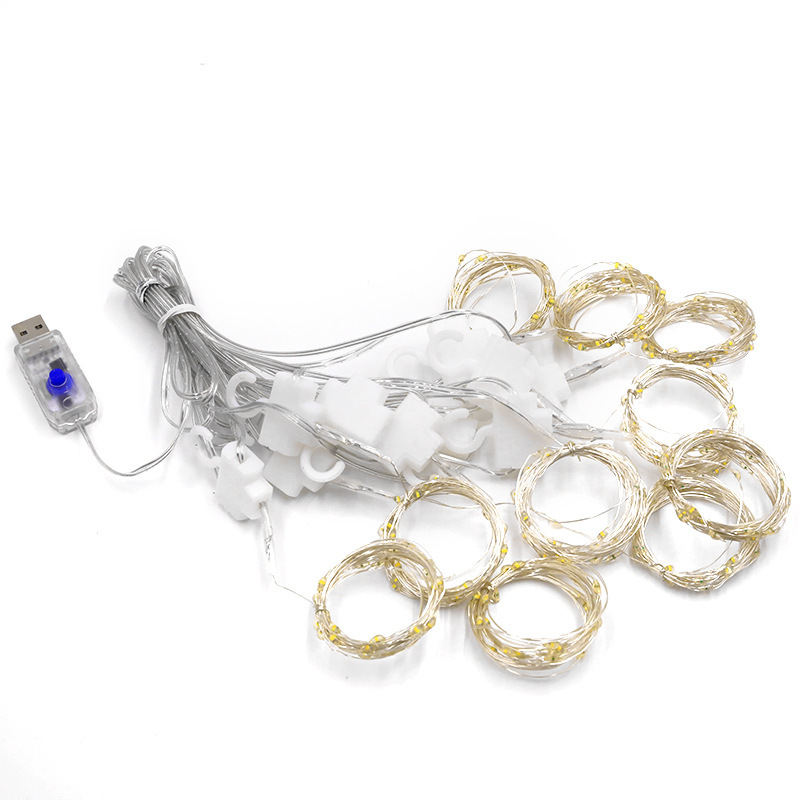 LED lámpara de alambre de cobre lámpara de cortina estrella estrella de cielo lámpara de cascada red atmósfera roja balcón ventana flotante decoración lámpara de color