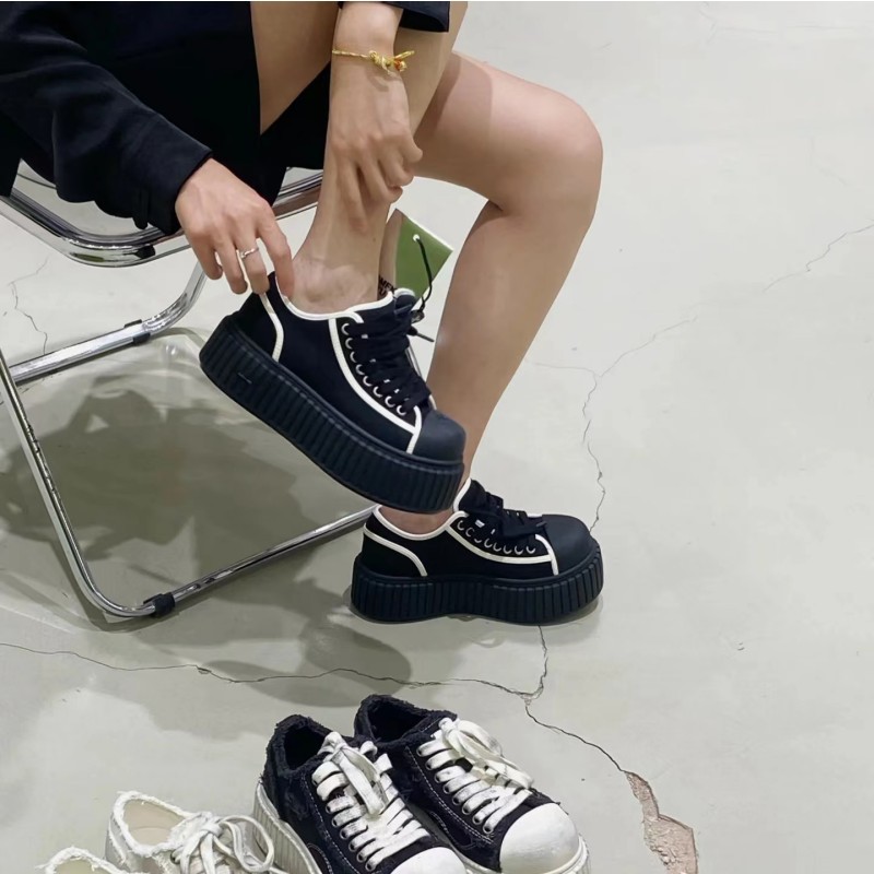 Nové jesenné topánky s hrubou podrážkou z plátna 2024 s výškou nárastu o 5 cm, malé biele topánky s mušľovým vzorom, farebné_voghion.com