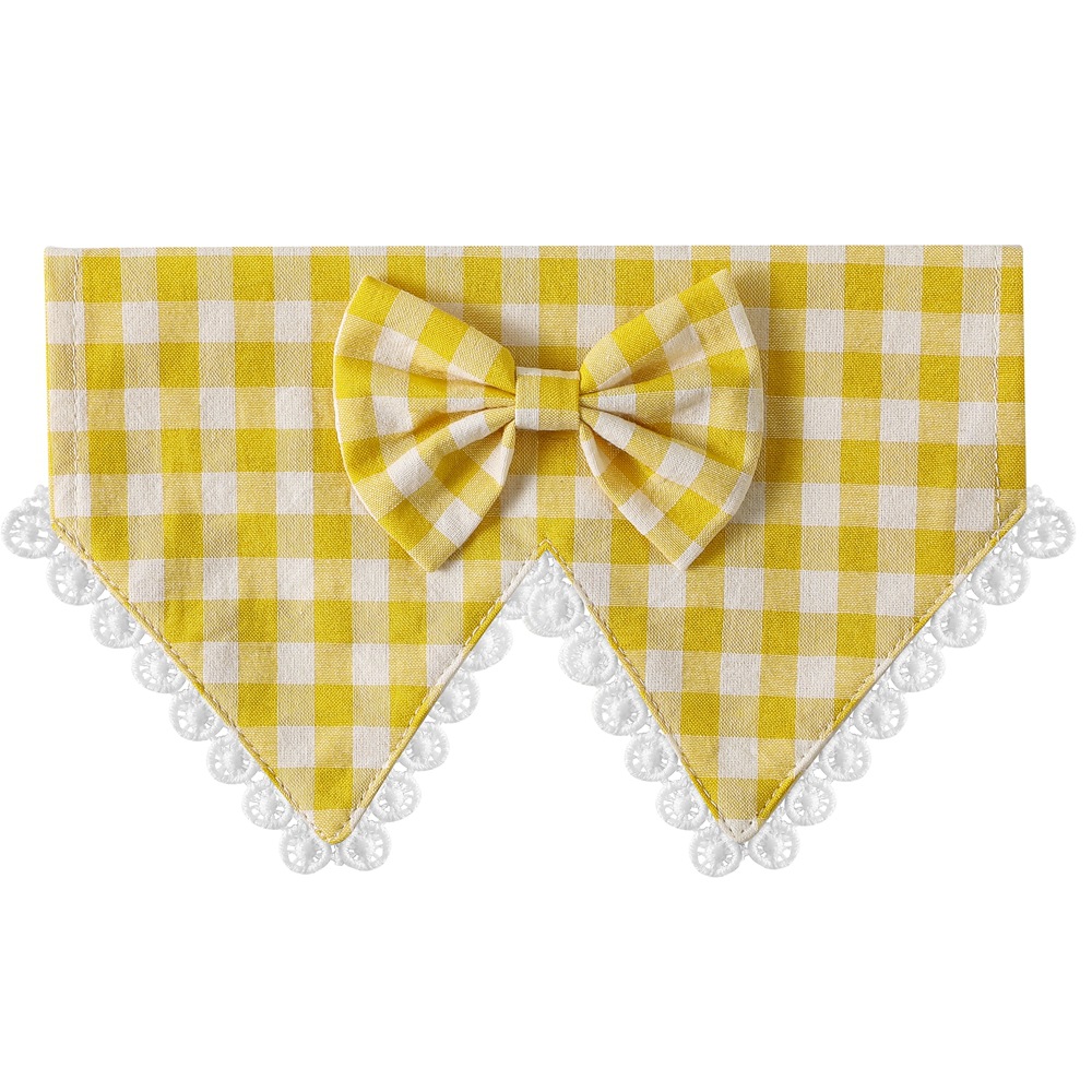 Fábrica transfronteriza nuevo algodón británico perro encaje Plaid mascota triángulo toalla mascota perro collar saliva toalla