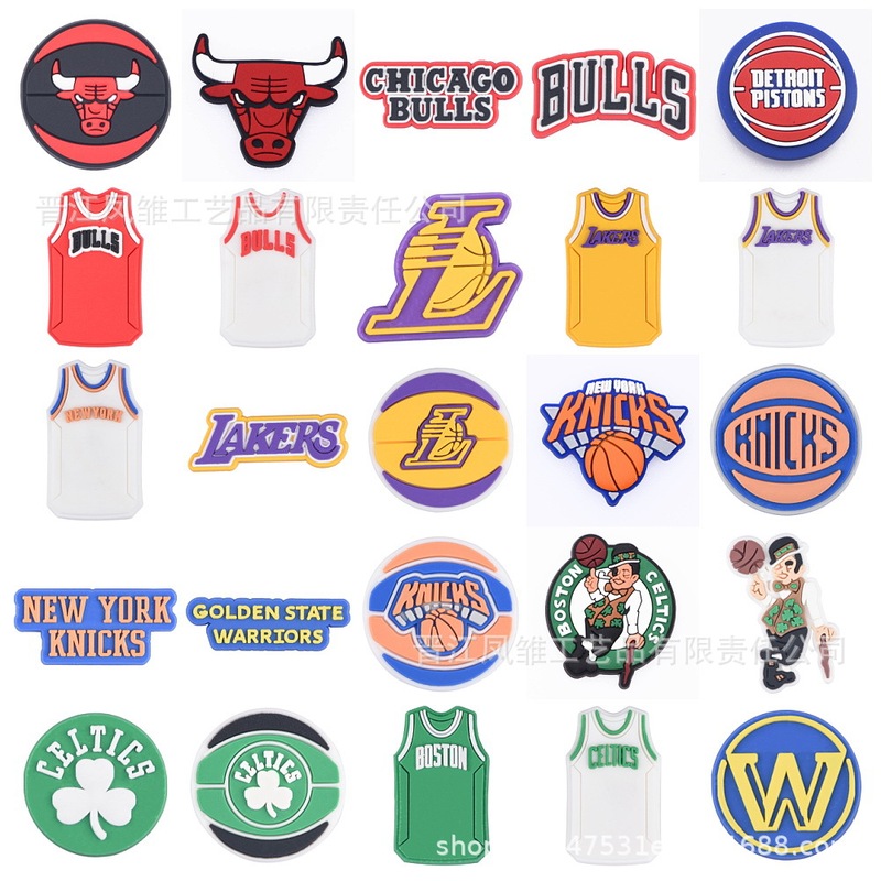 New NBA Nets Lakers Bulls Celtic hole shoes decorative buckle basketball shoes flower shoe buckle patch