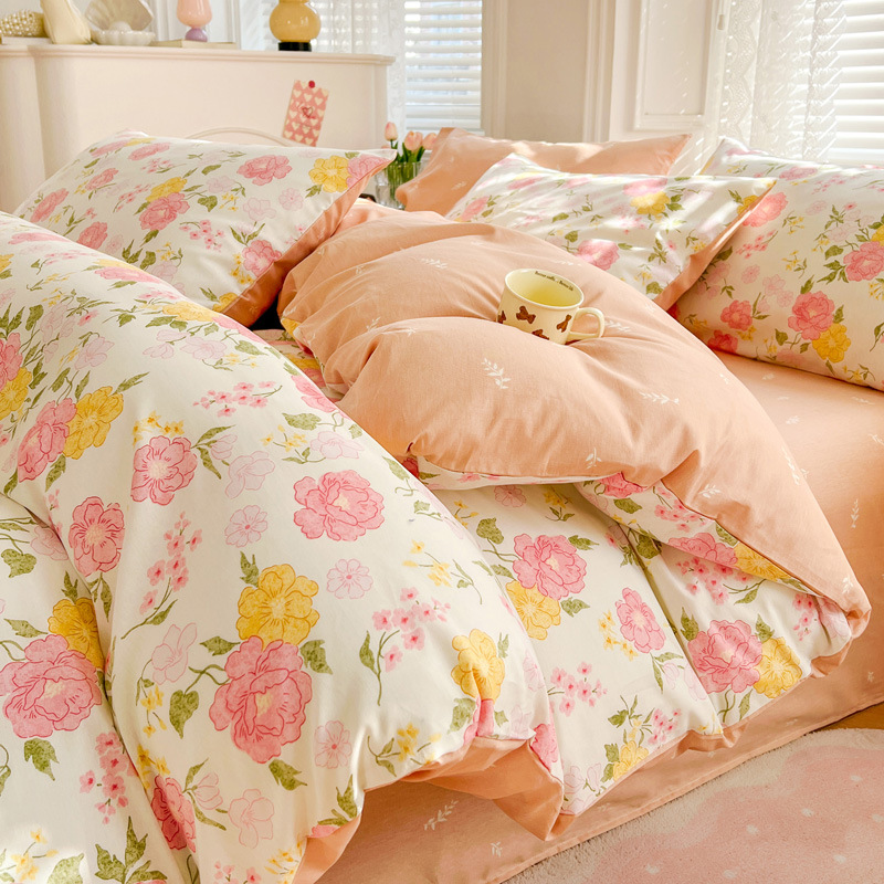 100 algodón cuatro piezas cubierta de cama 2025 nuevo dormitorio de estudiantes sábanas de tres piezas cubierta de cama